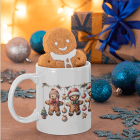 Gingerbread Friends Merry Christmas Mug | Festive Holiday Cup