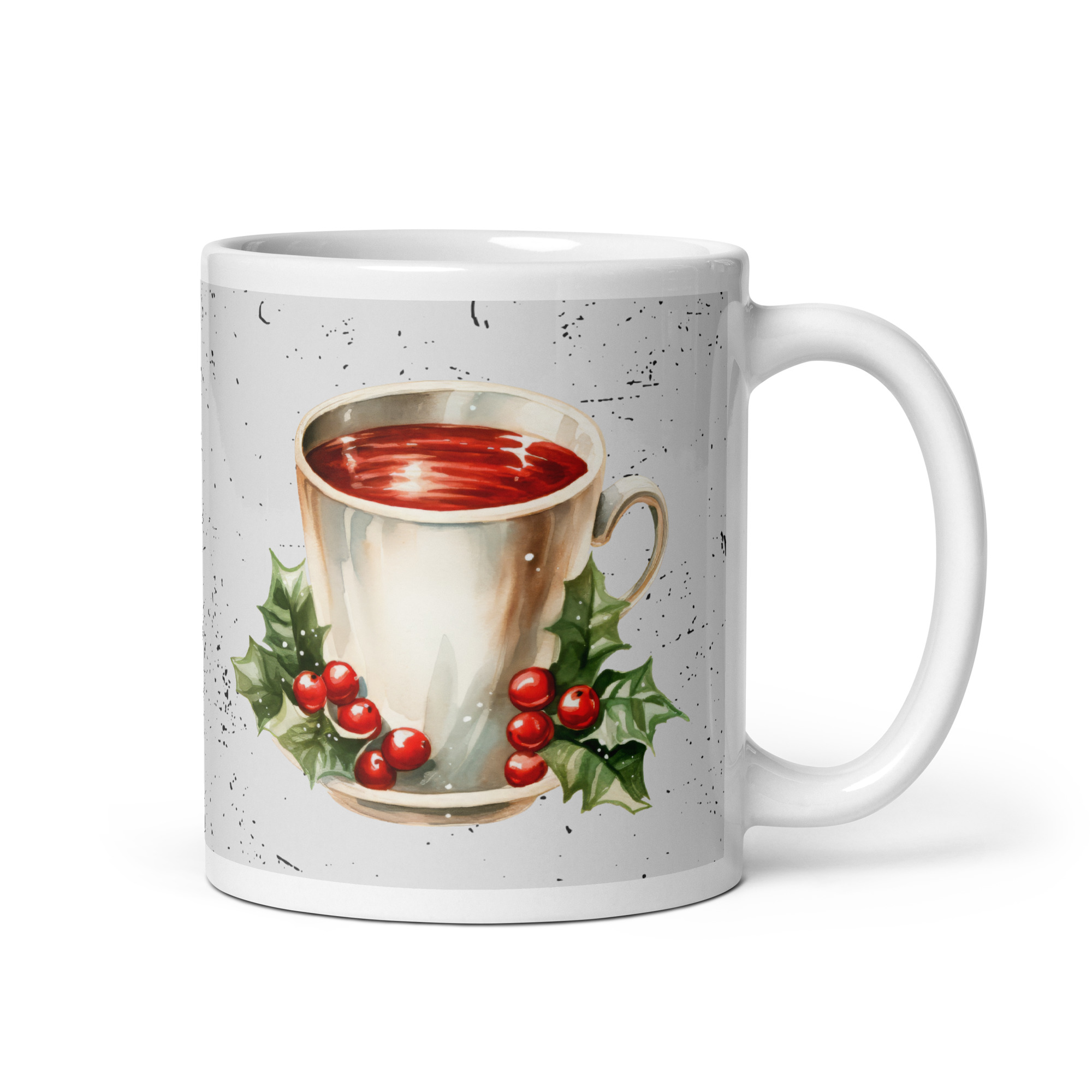 Golden Holly Christmas Mug Elegant Holiday Design