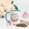Hello Fall Mug With Color Inside Blue 11 Oz Left 68e4cd916743a