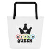 Bingo Queen Tote Bag front and back with crown and quote design