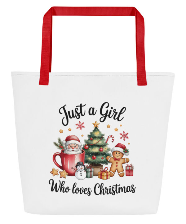 Just a Girl Who Loves Christmas Tote Bag front design