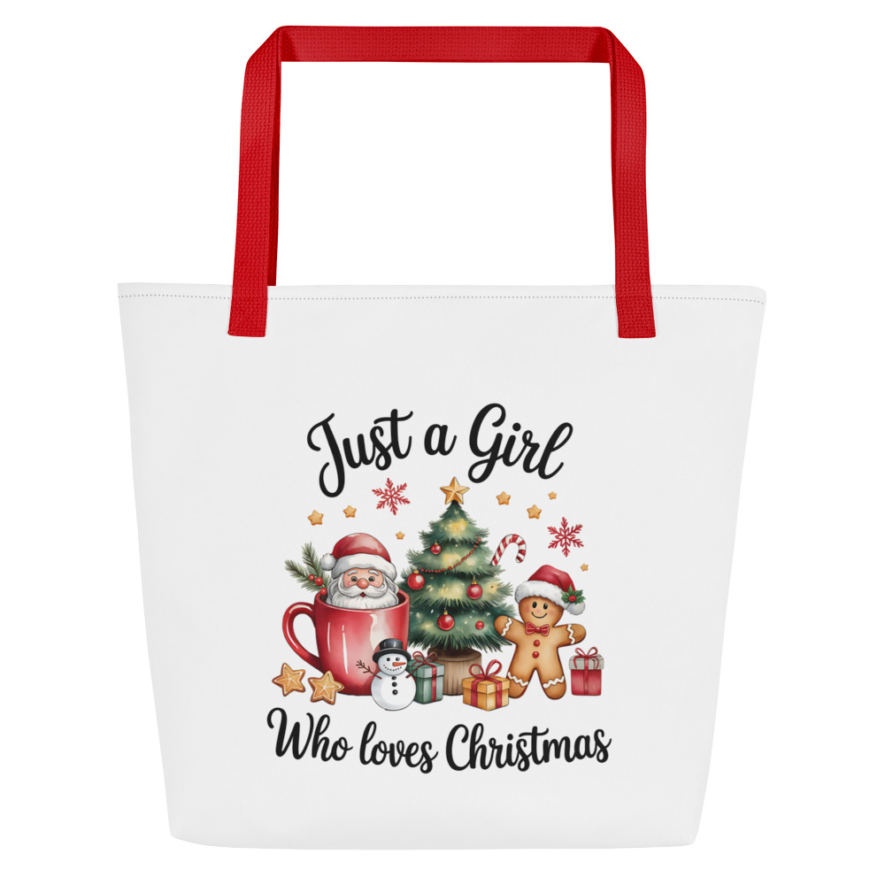 Just a Girl Who Loves Christmas Tote Bag front design