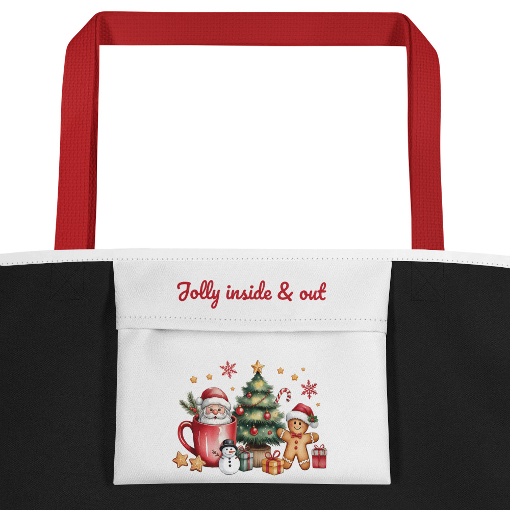 Jolly inside & out Christmas tote pocket design