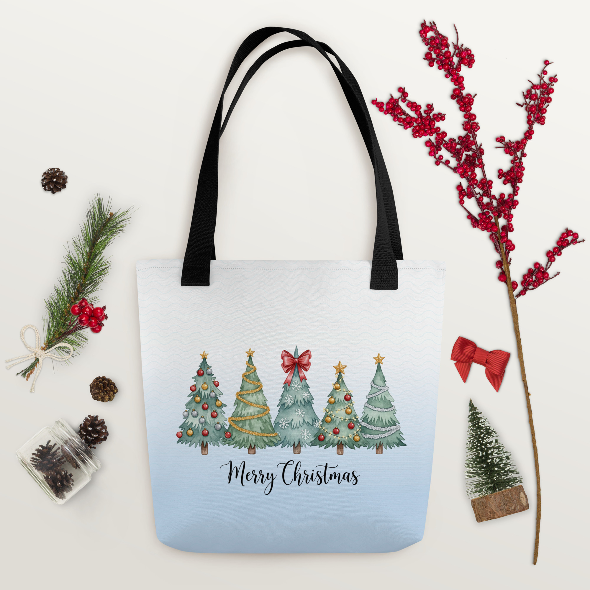 Merry Christmas Trees Tote Bag - Image 4