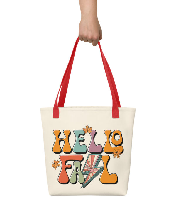 Alternative view of Hello Fall Tote Bag | Retro All-Over Print for Autumn Lovers