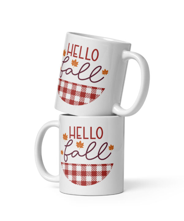 Hello Fall Plaid Ceramic Mug 11 Oz Front View 68e4c91c59cb6