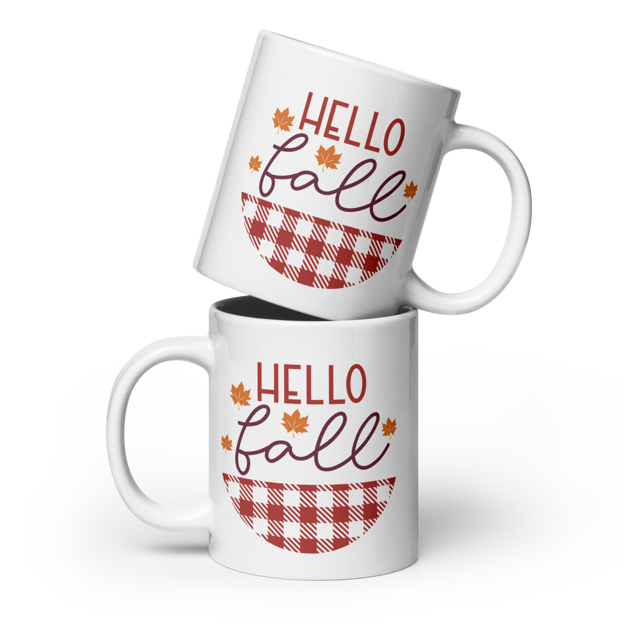 Hello Fall Plaid Ceramic Mug 20 Oz Front View 68e4c91c59622
