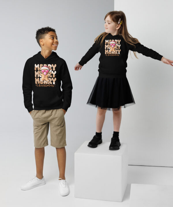 Alternative view of Merry Gingerbread Kids Eco Hoodie | Festive Holiday Sweatshirt