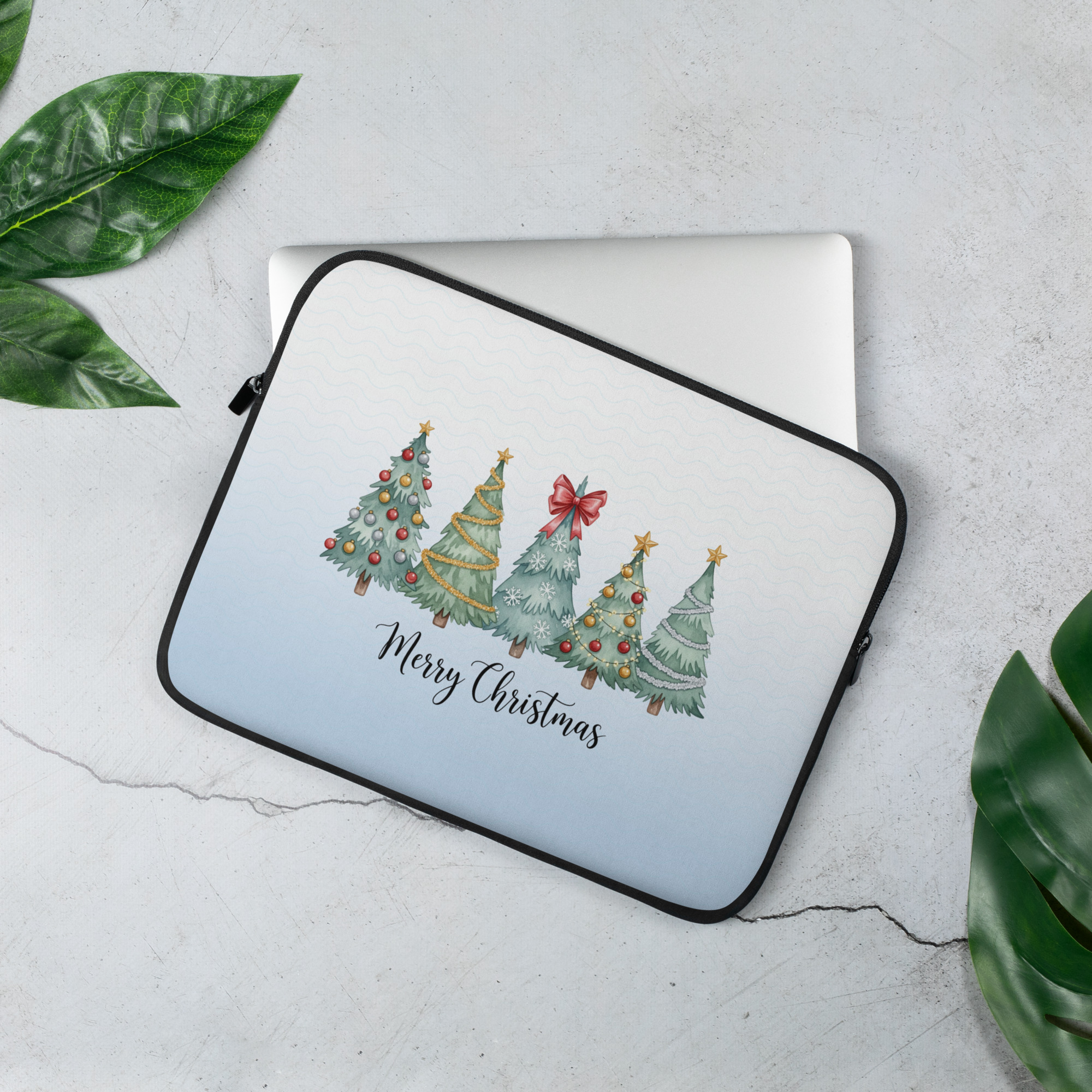 Merry Christmas Trees Laptop Sleeve - Image 3