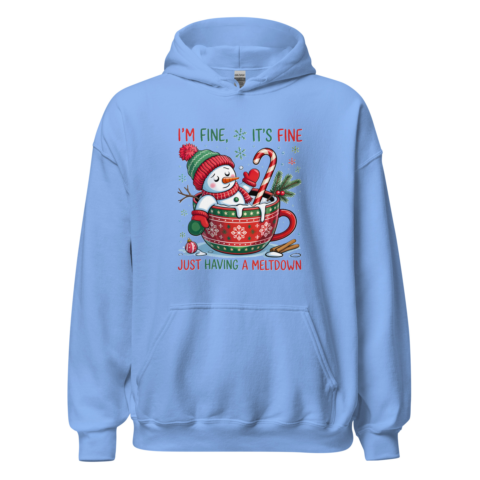 I’m Fine, It’s Fine” Funny Christmas Snowman Hoodie | Unisex Heavy Blend - Image 29