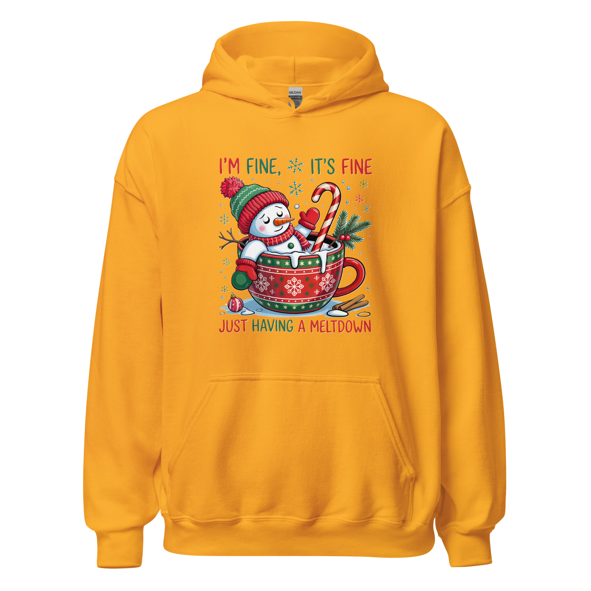 I’m Fine, It’s Fine” Funny Christmas Snowman Hoodie | Unisex Heavy Blend - Image 33