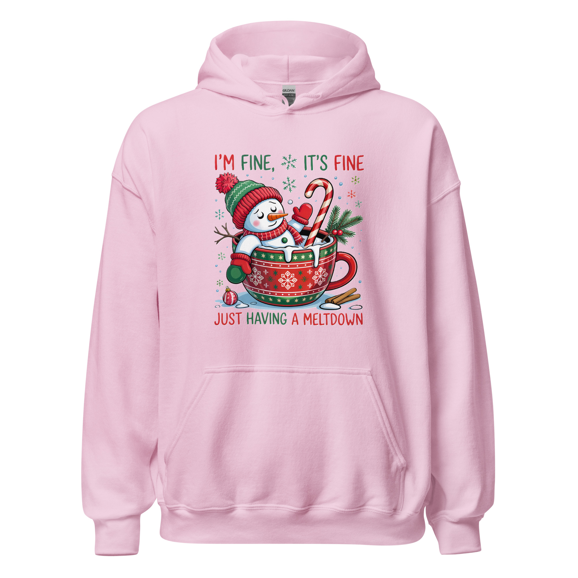 I’m Fine, It’s Fine” Funny Christmas Snowman Hoodie | Unisex Heavy Blend - Image 45