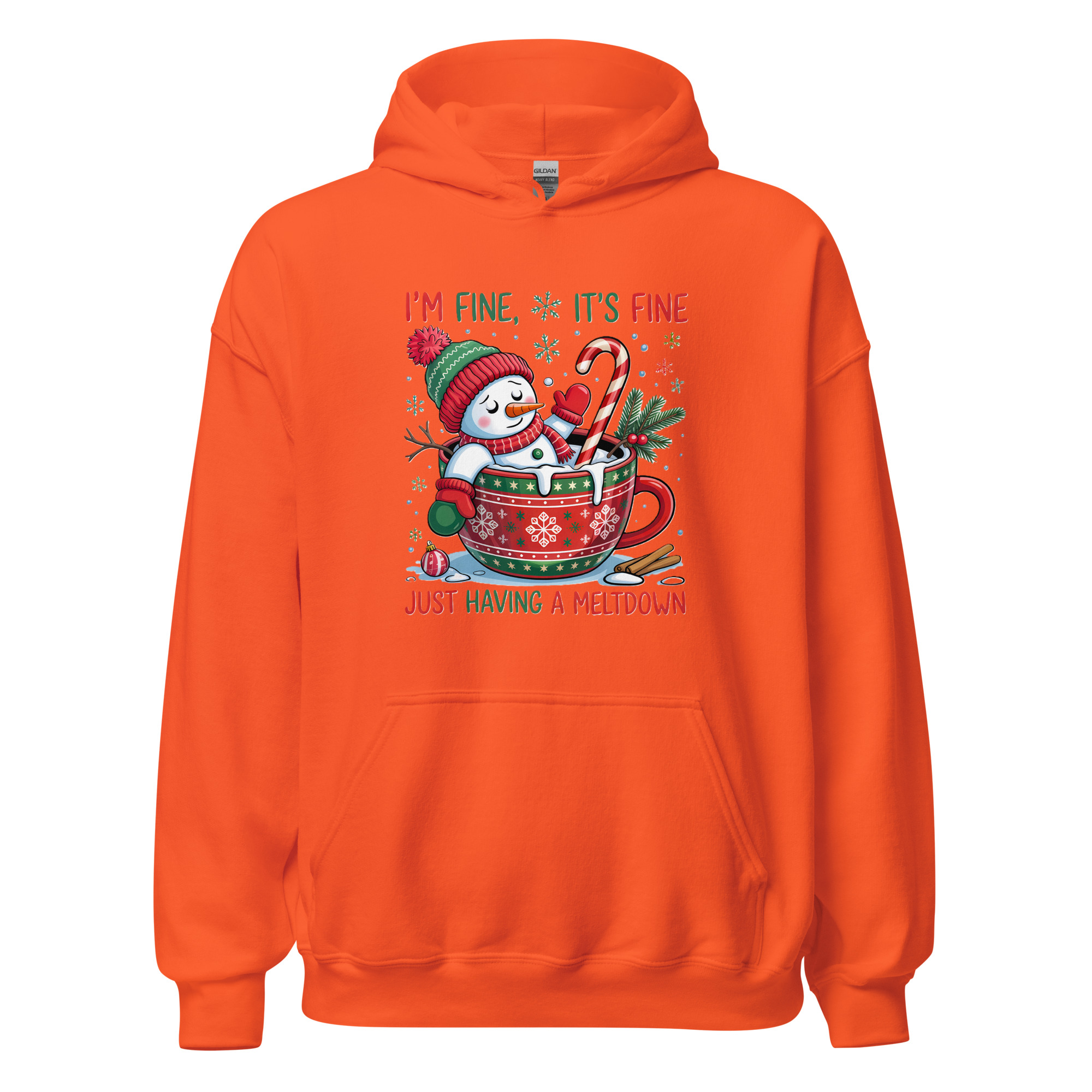 I’m Fine, It’s Fine” Funny Christmas Snowman Hoodie | Unisex Heavy Blend - Image 17