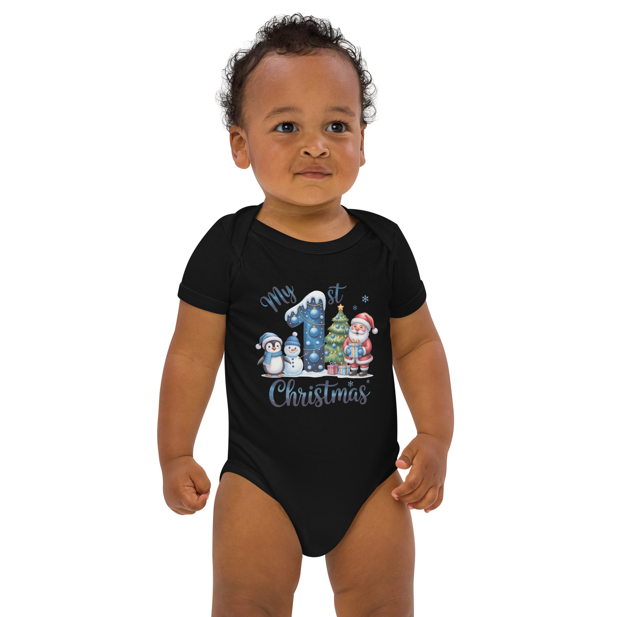 My 1st Christmas Blue Edition Baby Bodysuit | Organic Cotton Holiday Outfit - Image 7