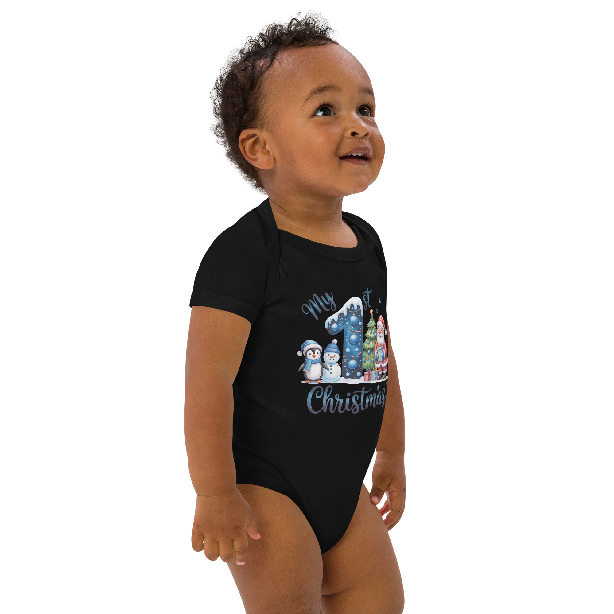 My 1st Christmas Blue Edition Baby Bodysuit | Organic Cotton Holiday Outfit - Image 8