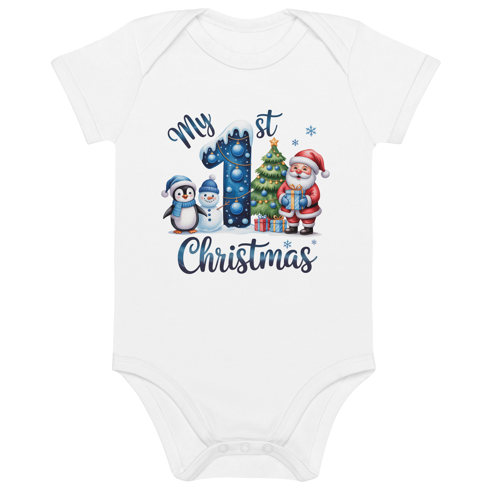 My 1st Christmas Blue Edition Baby Bodysuit | Organic Cotton Holiday Outfit - Image 6