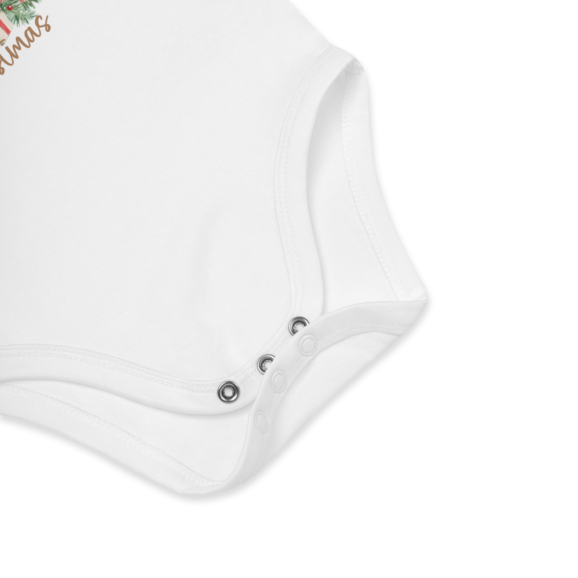 Baby’s First Christmas Organic Cotton Bodysuit | Cute Teddy & Tree Design - Image 3