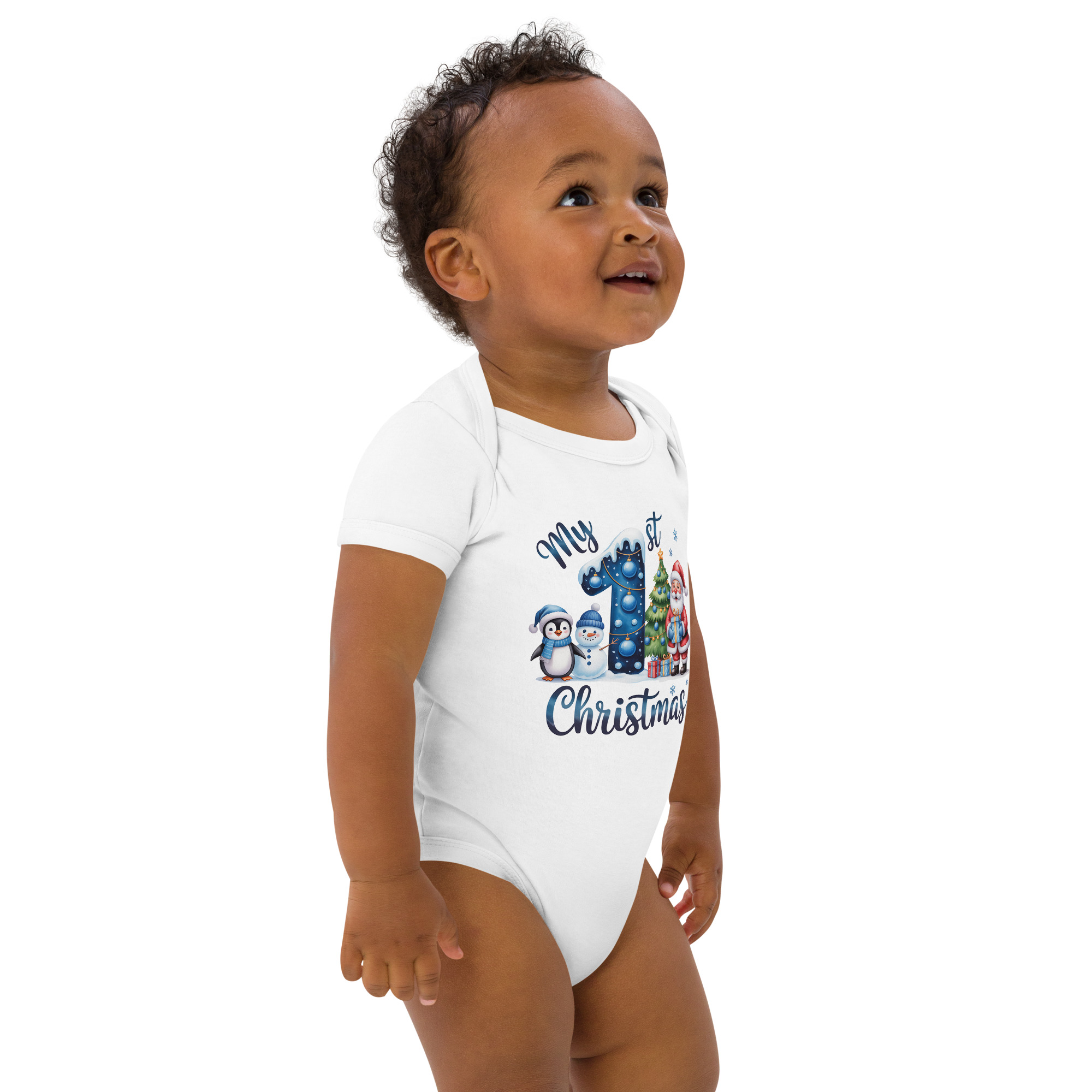 My 1st Christmas Blue Edition Baby Bodysuit | Organic Cotton Holiday Outfit - Image 15