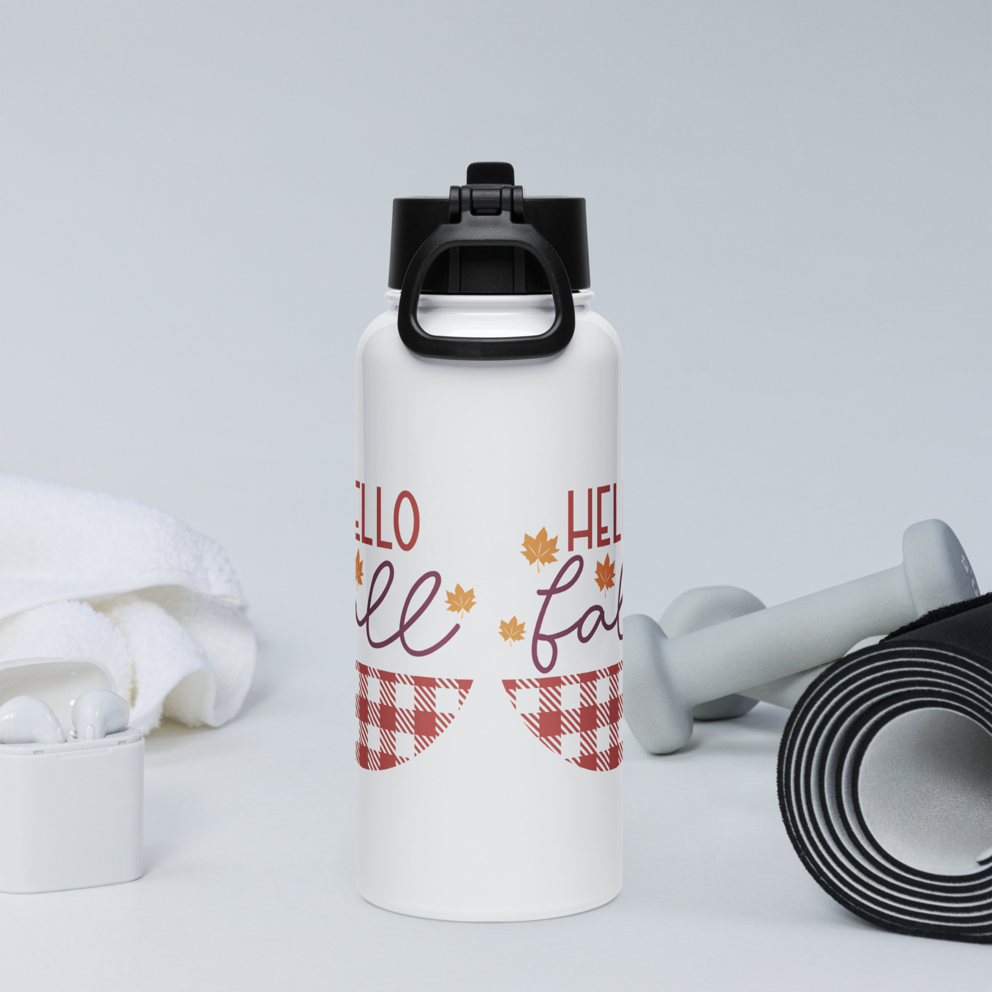 Hello Fall Stainless Steel Water Bottle with Straw Lid (32 oz) - Image 4