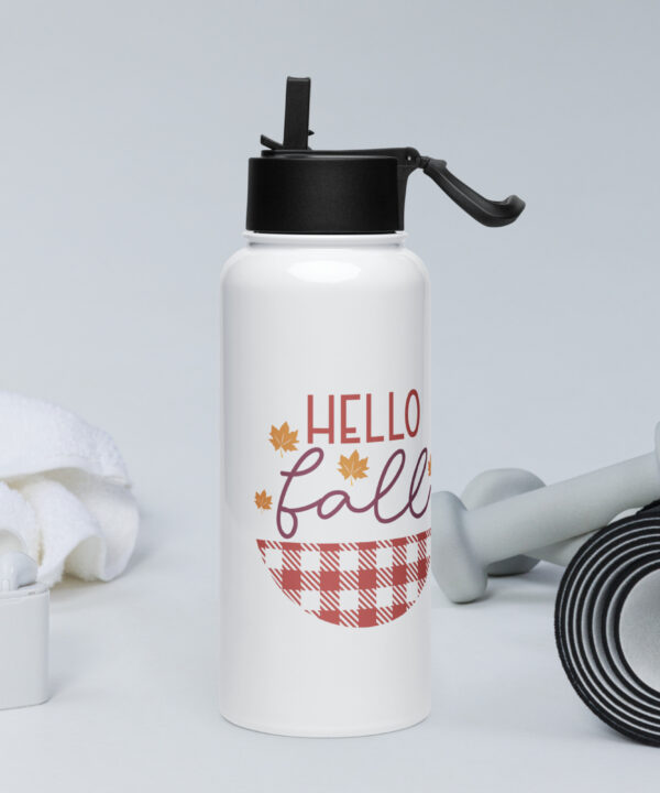 Hello Fall Stainless Steel Water Bottle with Straw Lid (32 oz)