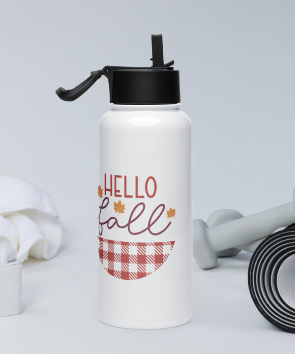 Alternative view of Hello Fall Stainless Steel Water Bottle with Straw Lid (32 oz)