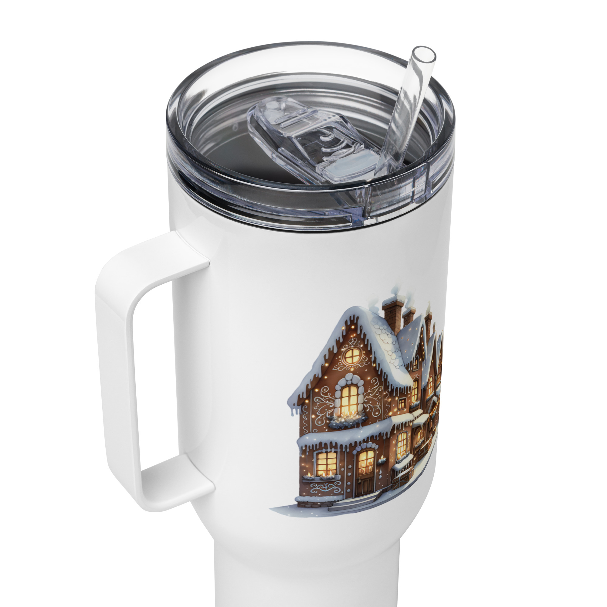 Gingerbread Village Travel Mug | Cozy Christmas Cocoa Cup - Image 7