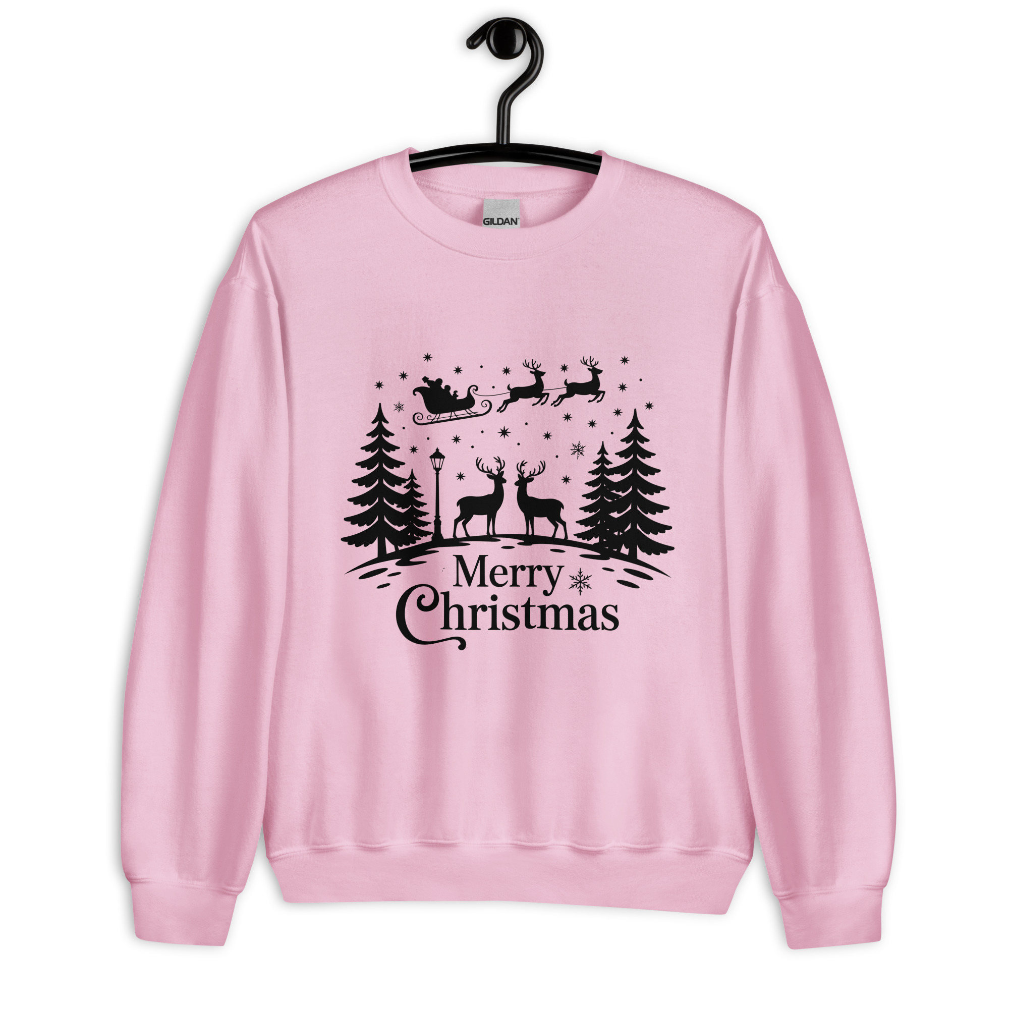 Merry Christmas Sweatshirt | Santa’s Sleigh & Reindeer DTFlex Print - Image 12