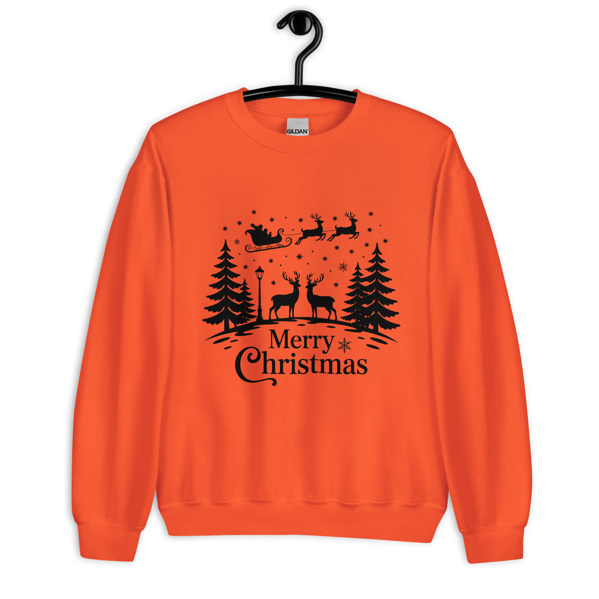 Merry Christmas Sweatshirt | Santa’s Sleigh & Reindeer DTFlex Print - Image 3