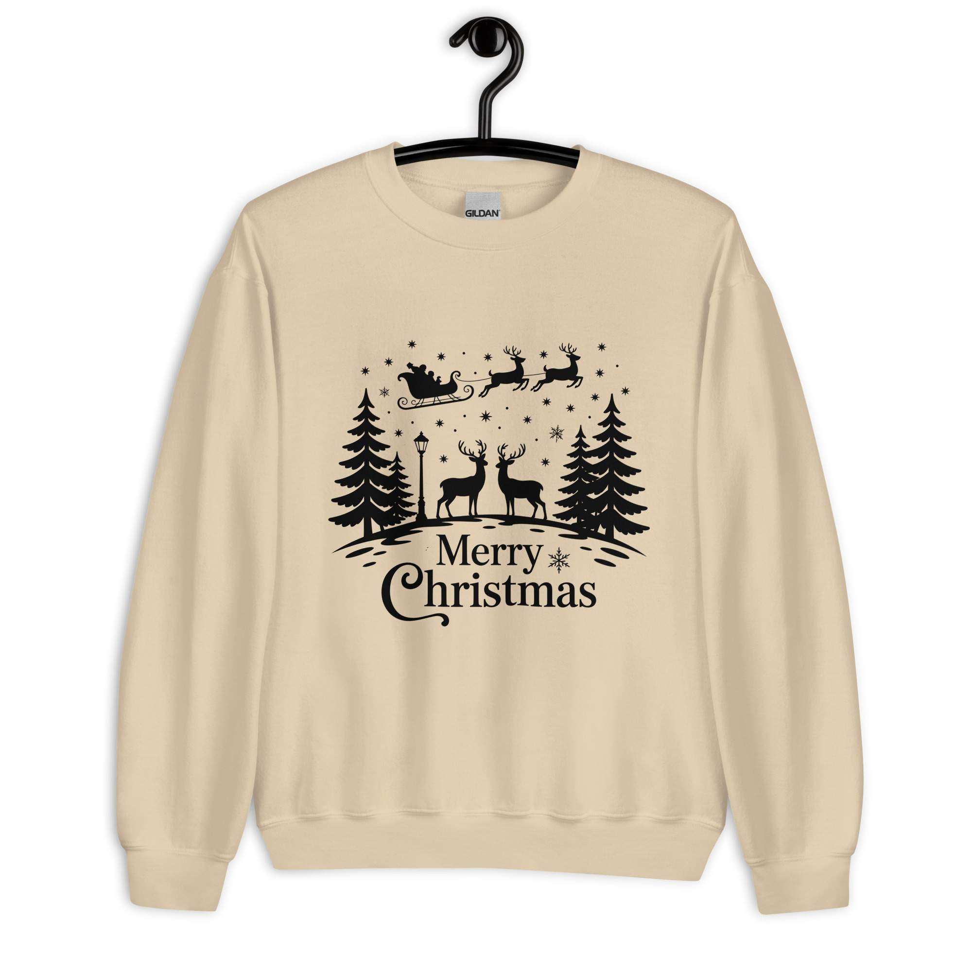 Merry Christmas Sweatshirt | Santa’s Sleigh & Reindeer DTFlex Print - Image 10