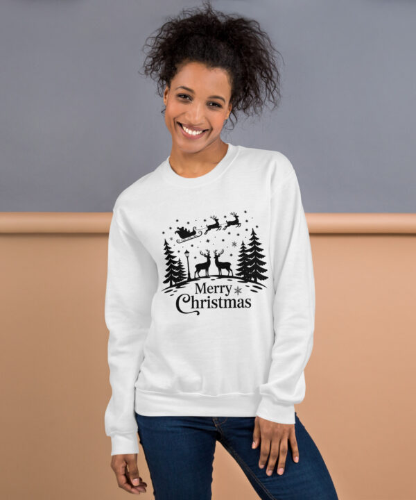 Alternative view of Merry Christmas Sweatshirt | Santa’s Sleigh & Reindeer DTFlex Print