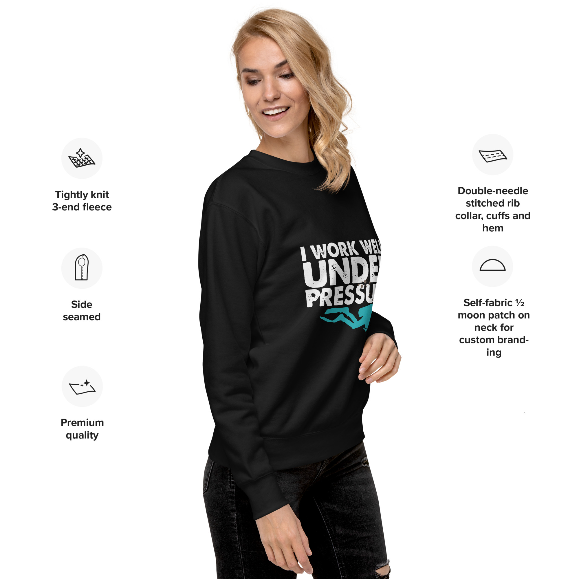 I Work Well Under Pressure Sweatshirt | Fun Gift for Divers & Ocean Lovers - Image 5