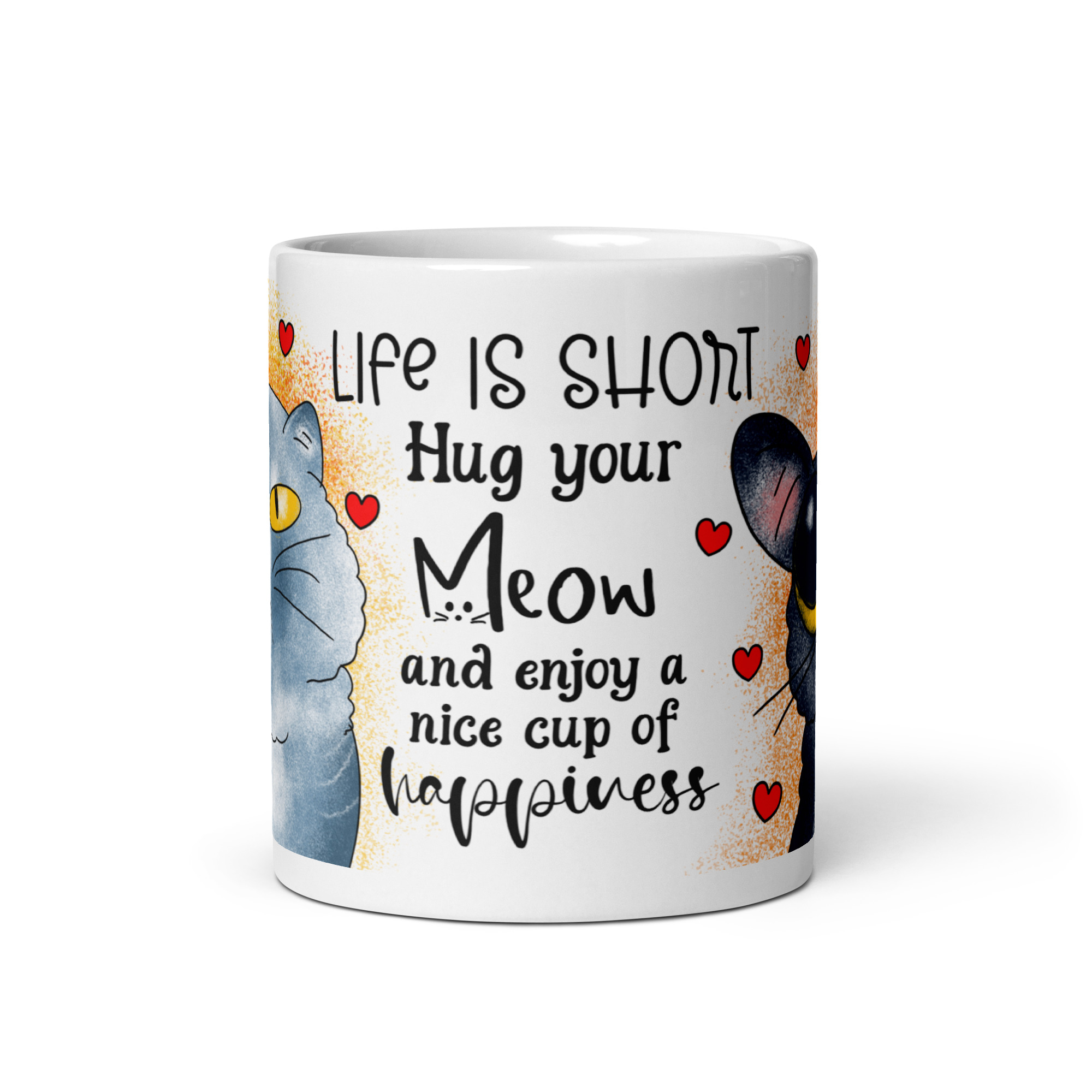 Feline Hugs & Happiness Mug | Sweet Cat Coffee Cup - Image 5