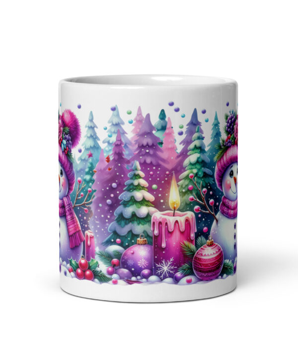 Alternative view of Purple Christmas Mug | Cozy Snowman Winter Wonderland Cup