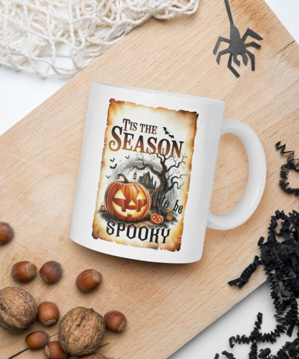 Alternative view of Tis the Season to Be Spooky Retro Halloween Mug | Vintage Pumpkin Coffee Cup