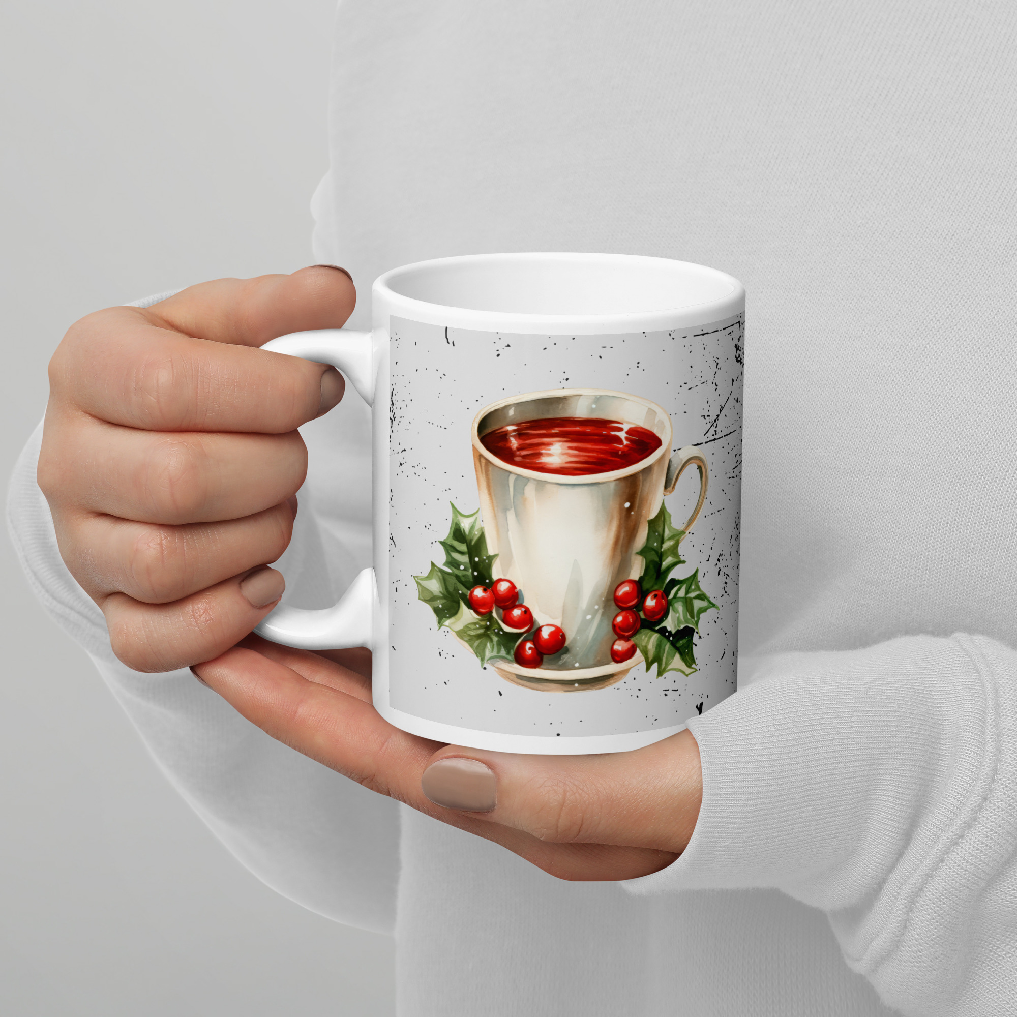 Golden Holly Christmas Mug | Elegant Holiday Coffee Cup - Image 9