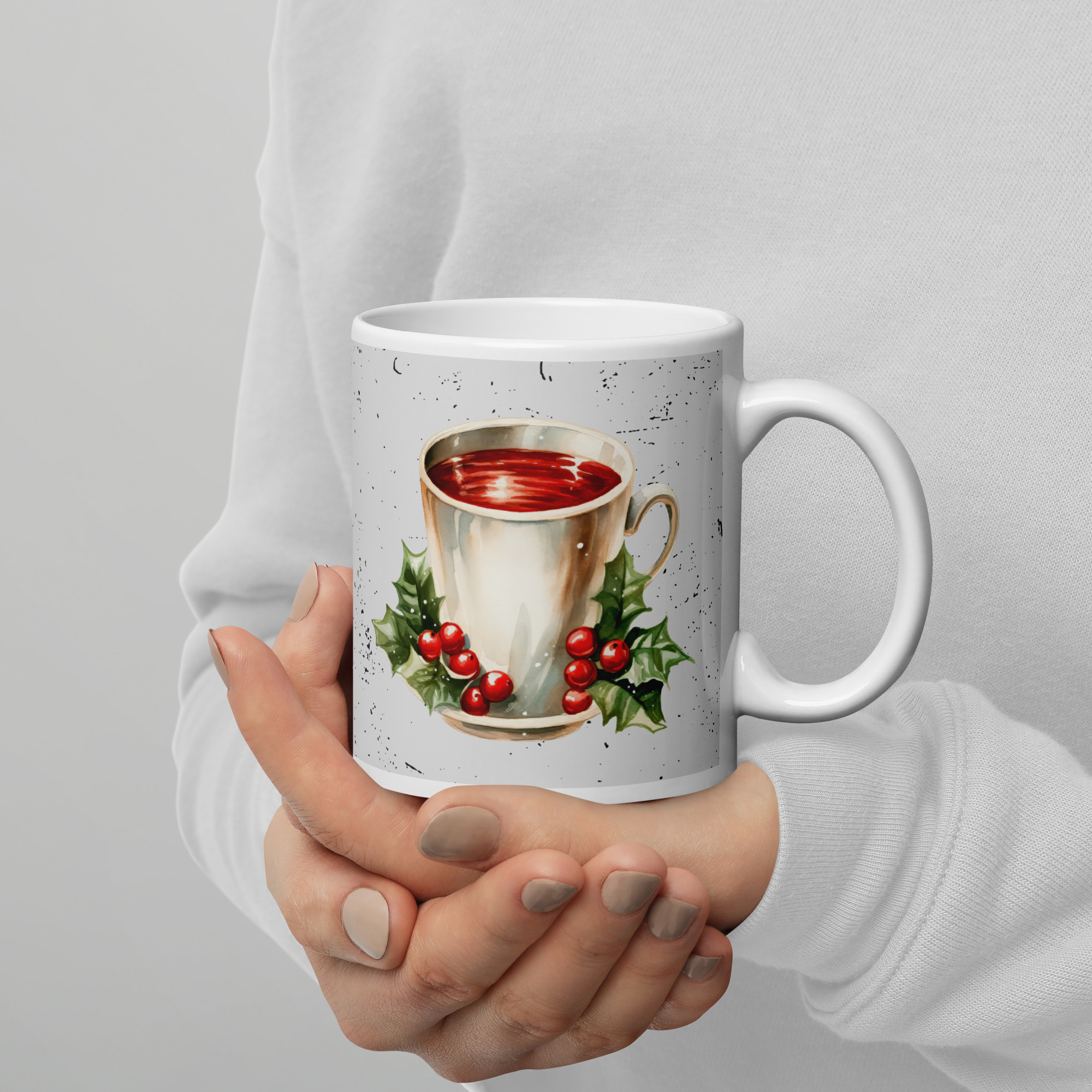 Golden Holly Christmas Mug | Elegant Holiday Coffee Cup - Image 3