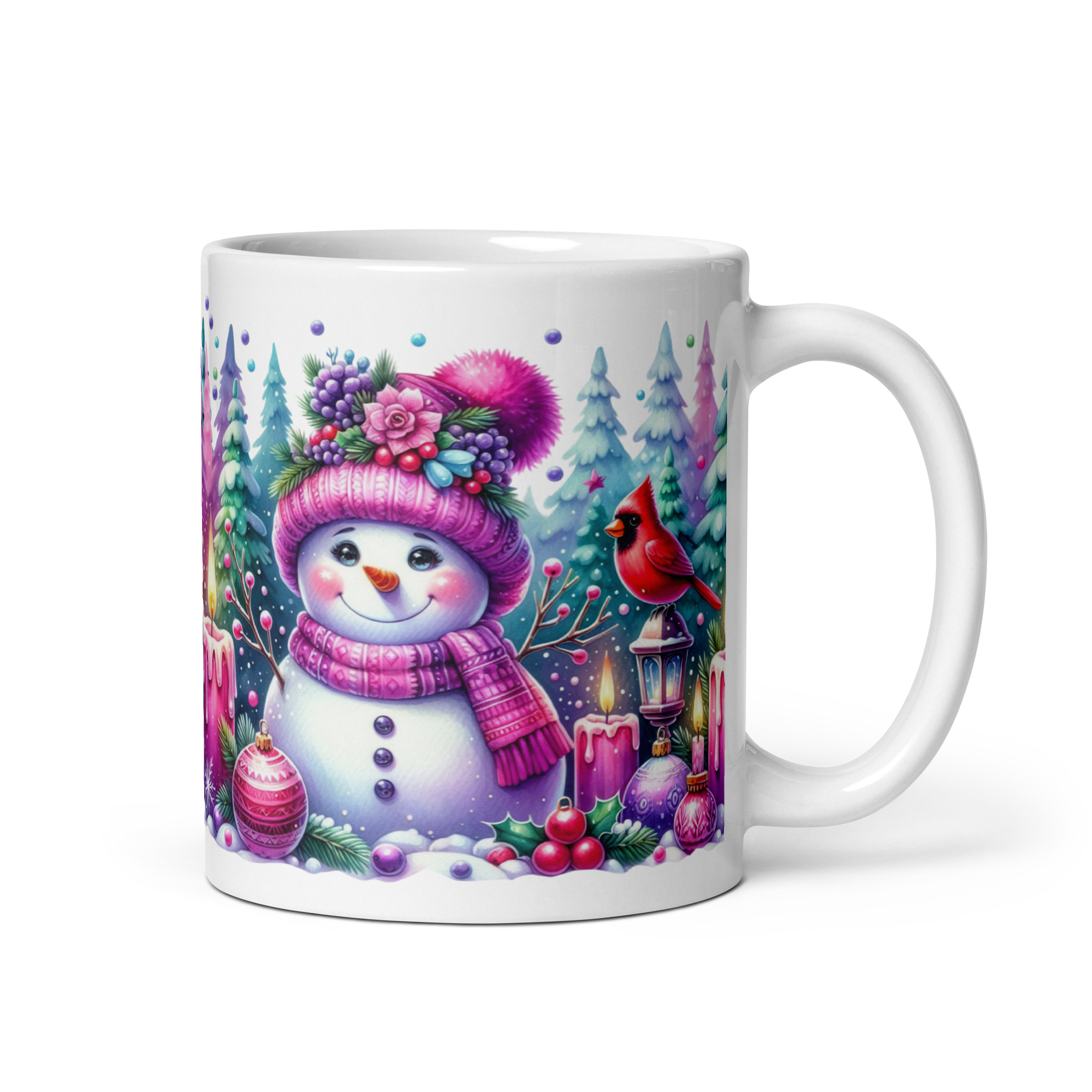 Purple Christmas Mug | Cozy Snowman Winter Wonderland Cup - Image 3
