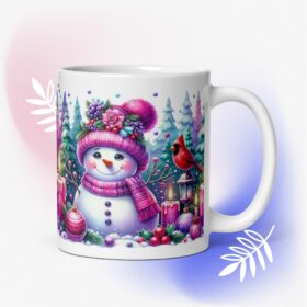 Purple Christmas Mug | Cozy Snowman Winter Wonderland Cup