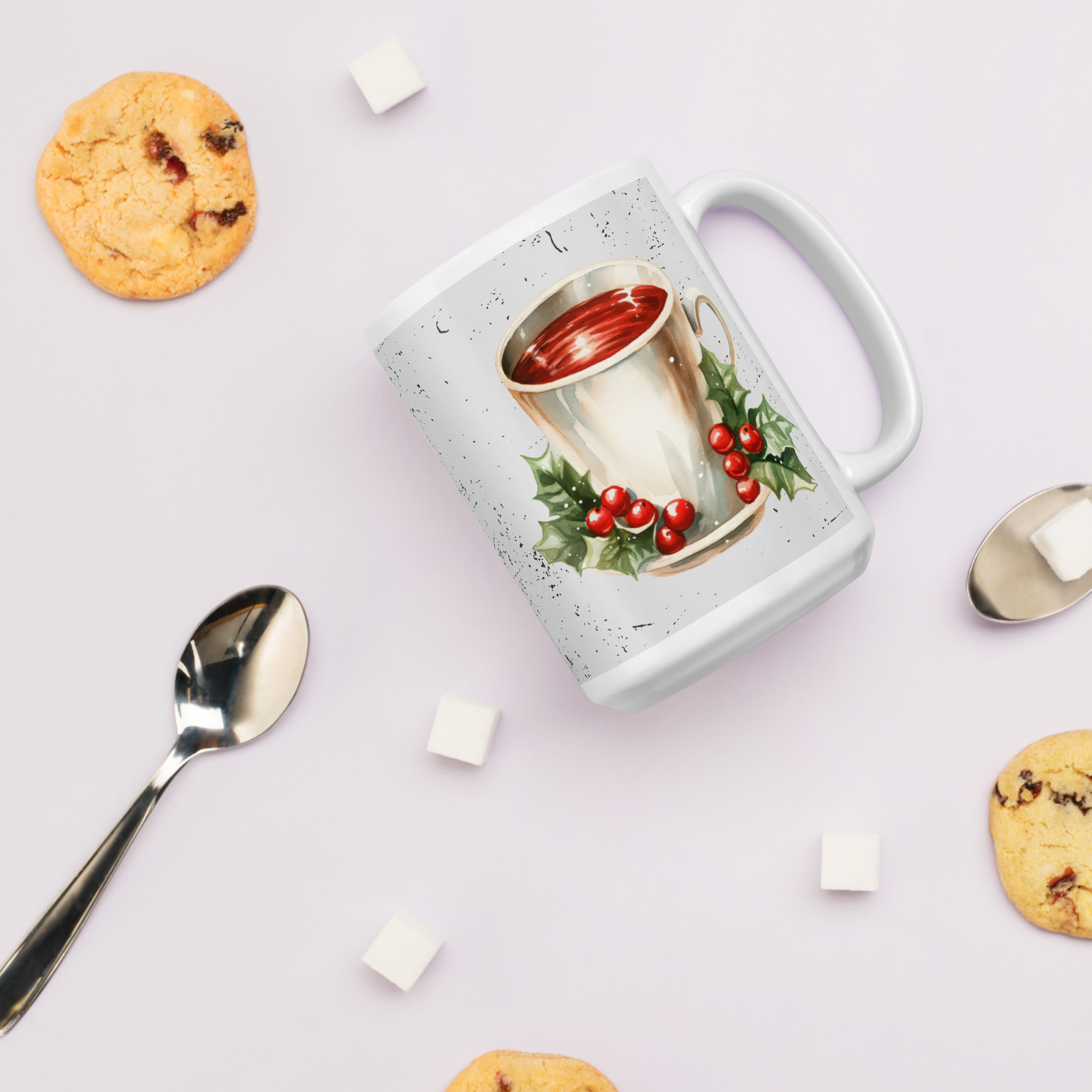 Golden Holly Christmas Mug | Elegant Holiday Coffee Cup - Image 4