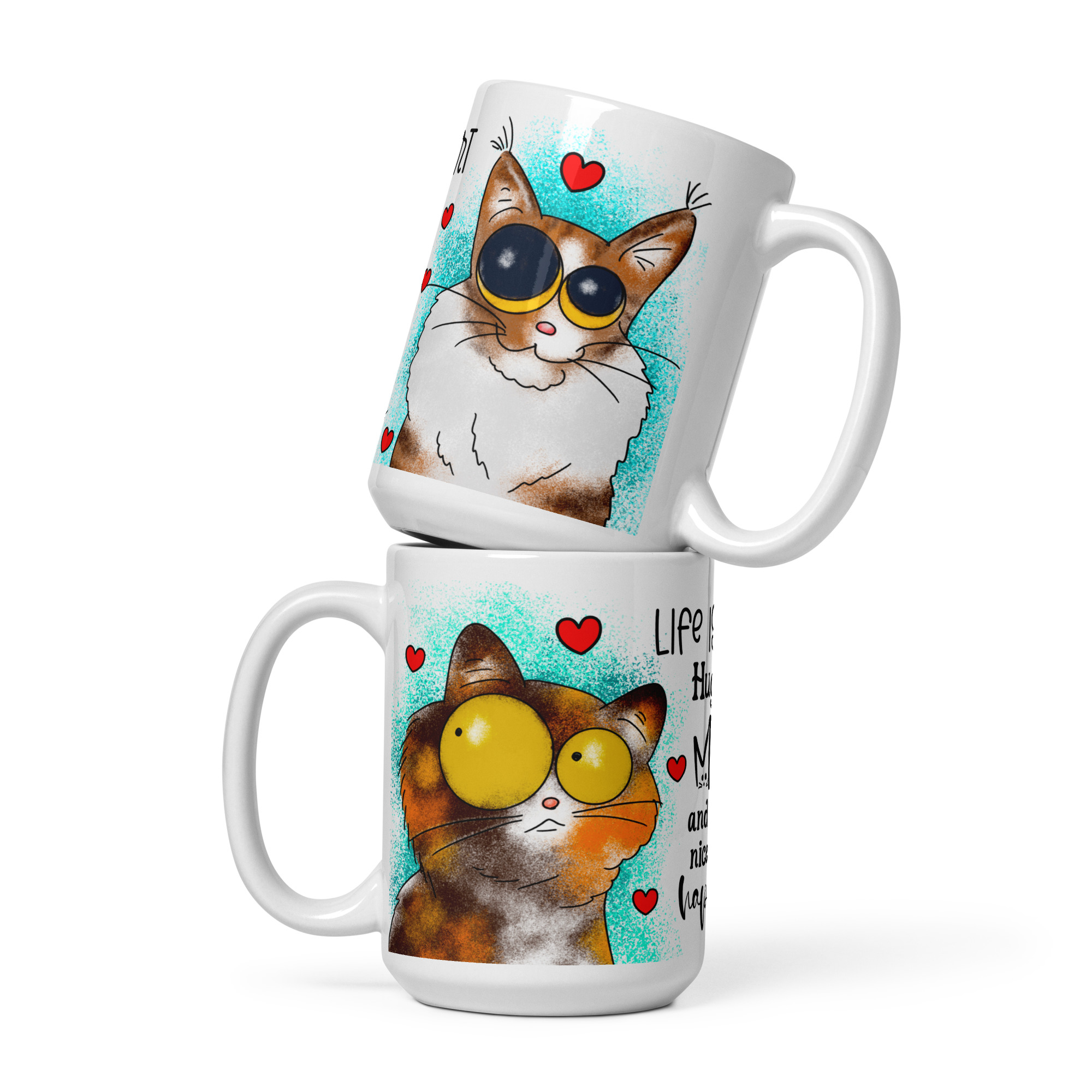 Feline Hugs & Happiness Mug | Sweet Cat Coffee Cup - Image 4