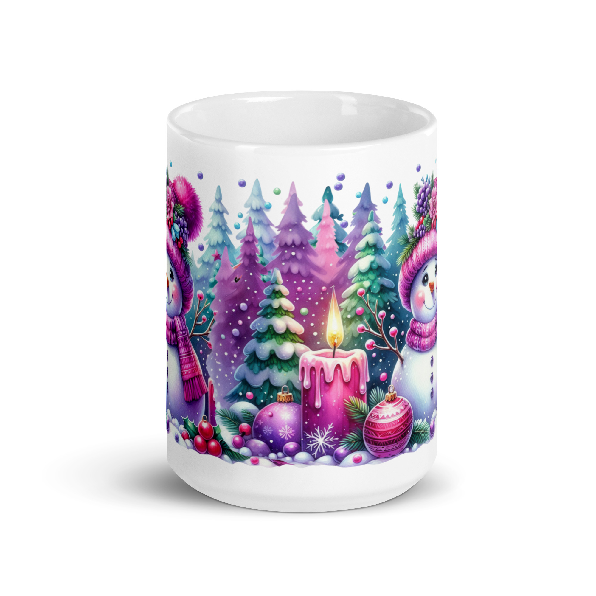 Purple Christmas Mug | Cozy Snowman Winter Wonderland Cup - Image 7