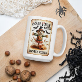 Scarecrow Kisses Retro Halloween Mug | Harvest Wishes Fall Coffee Cup