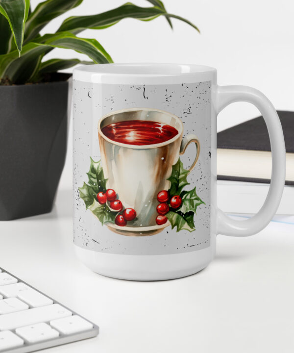 Alternative view of Golden Holly Christmas Mug | Elegant Holiday Coffee Cup
