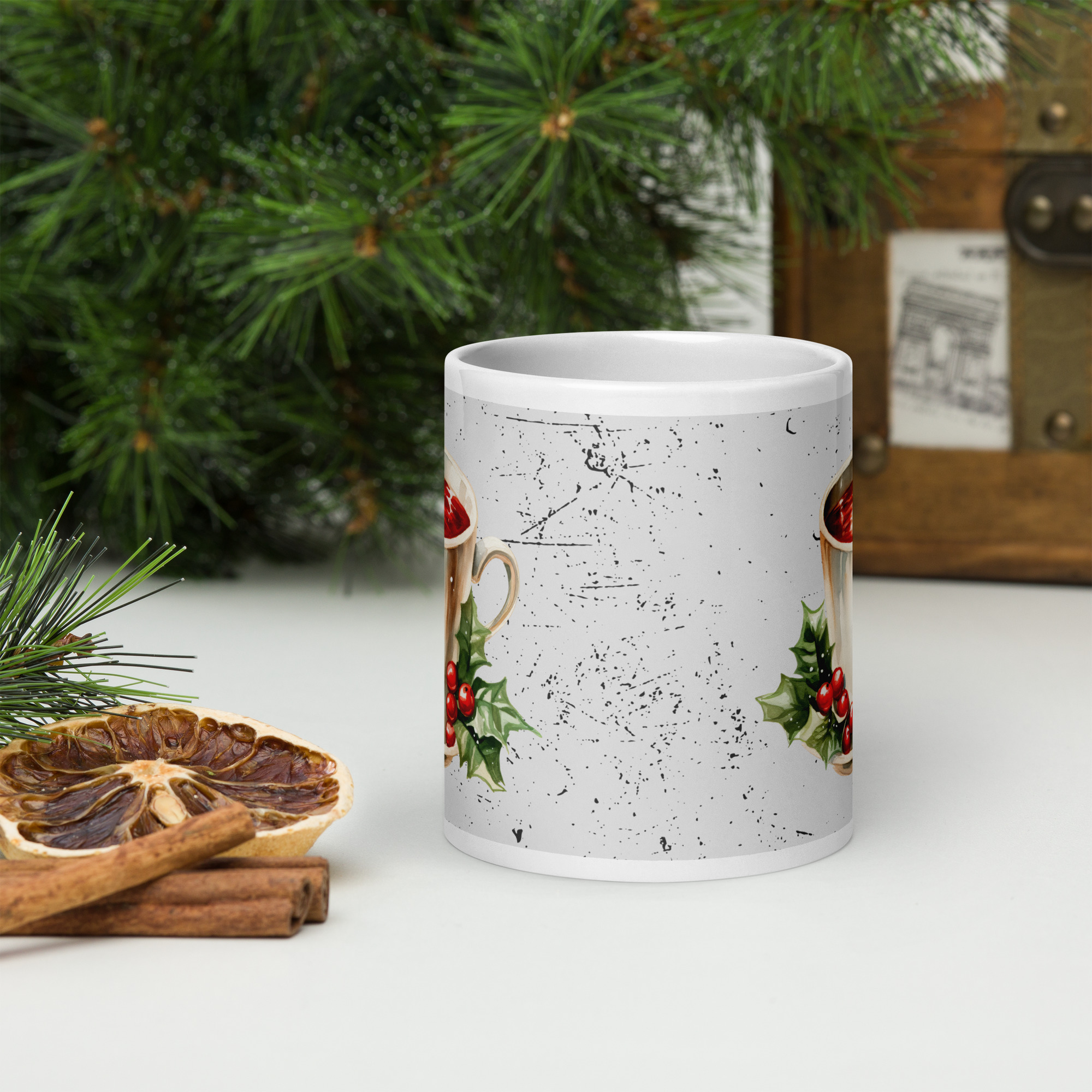 Golden Holly Christmas Mug | Elegant Holiday Coffee Cup - Image 8