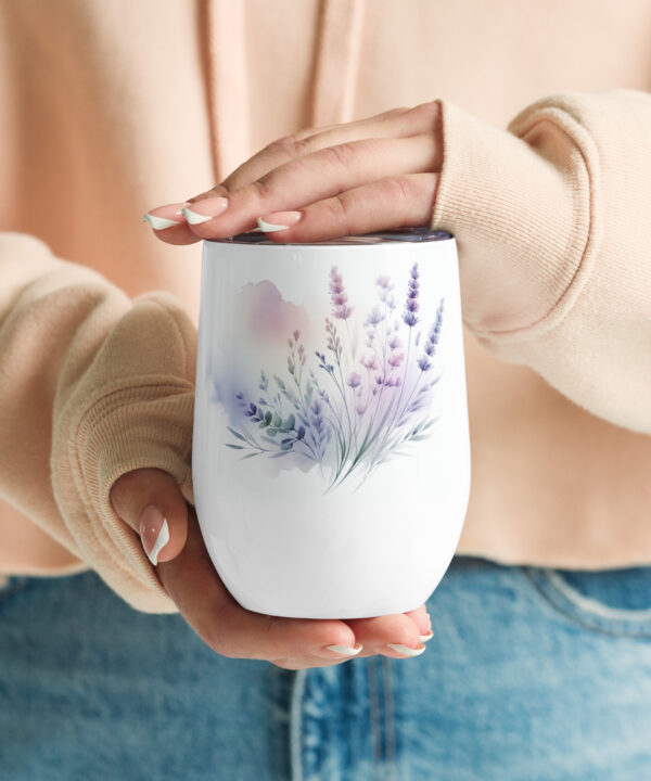 Lilac Watercolor Wine Tumbler β Elegant Floral Stainless Cup