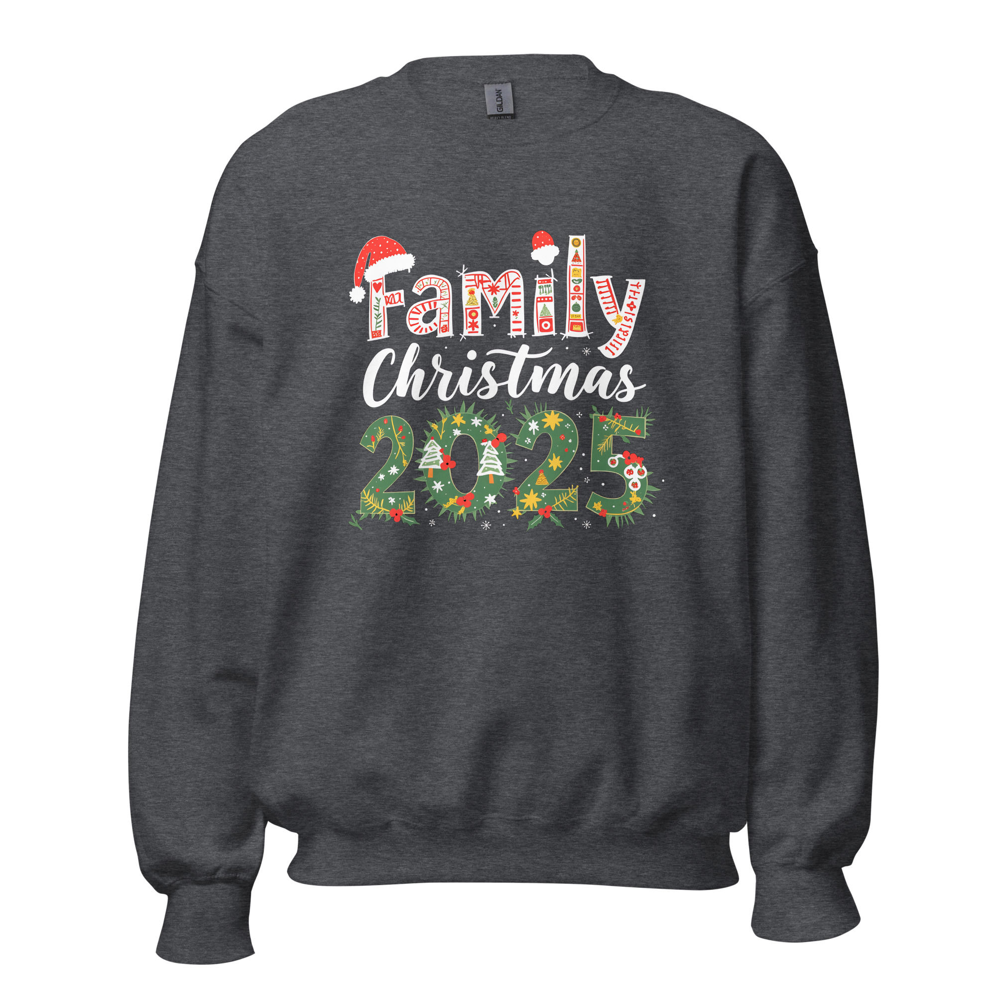 Family Christmas 2025 Sweatshirt Dark Heather Front 6912f13b9e131
