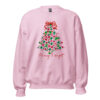 Light pink floral Christmas tree sweatshirt with Merry & bright.