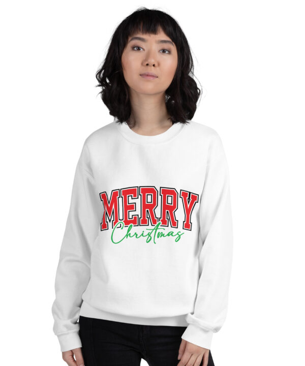 Merry Christmas Sweatshirt White Front 6912f96c3e6b9