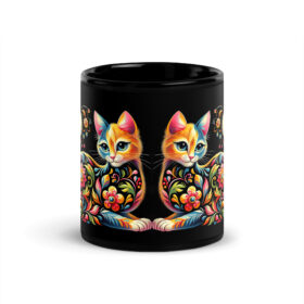 Floral Cat Mug | Vibrant Art for Cat Lovers