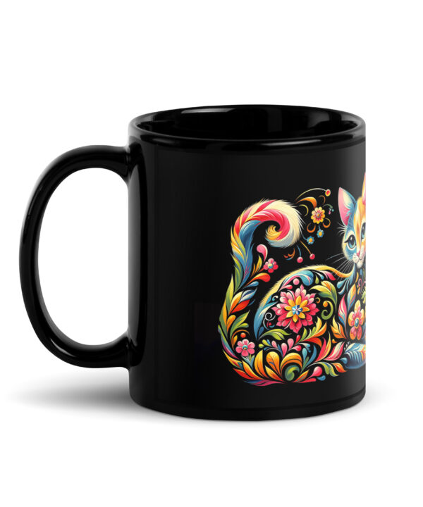 Alternative view of Floral Cat Mug | Vibrant Art for Cat Lovers